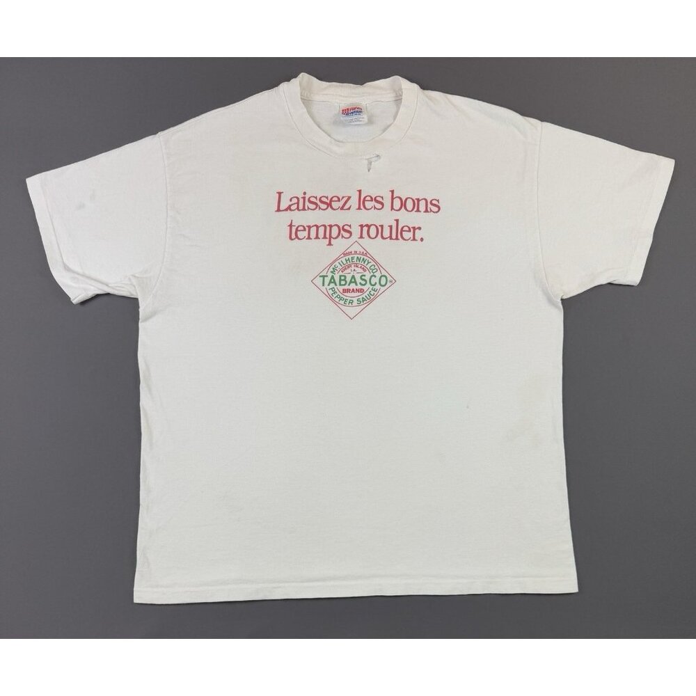 Vintage 90s Tabasco Hot Sauce Promo Let The Good Times Roll Single Stitch White
